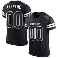 Custom Football Jersey - Black Black-White Mesh Authentic