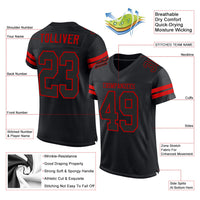 Custom Football Jersey - Black Black-Red Mesh Authentic