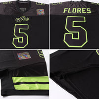Custom Football Jersey - Black Black-Neon Green Mesh Authentic