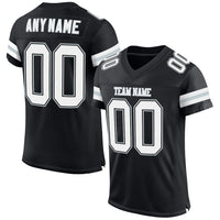 Custom Football Jersey - Black White-Silver Mesh Authentic