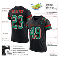 Custom Football Jersey - Black Kelly Green-Red Mesh Authentic