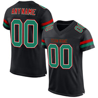 Custom Football Jersey - Black Kelly Green-Red Mesh Authentic