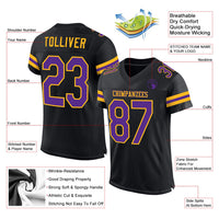 Custom Football Jersey - Black Purple-Gold Mesh Authentic
