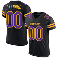 Custom Football Jersey - Black Purple-Gold Mesh Authentic