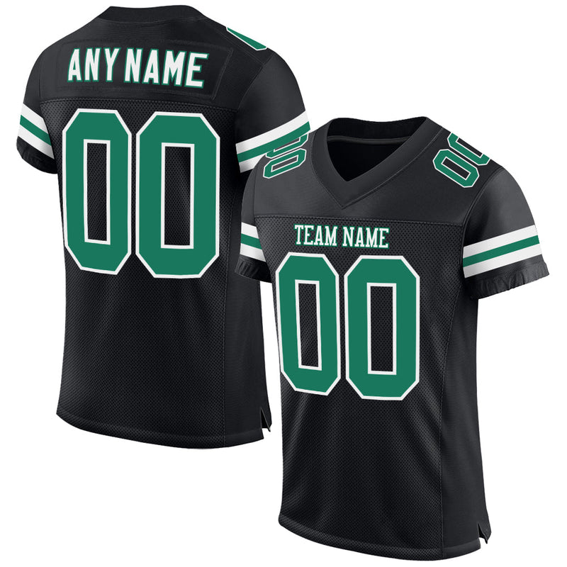 Custom Football Jersey - Black Kelly Green-White Mesh Authentic
