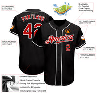 Custom Baseball Jersey - Black Red-White Authentic