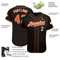 Custom Baseball Jersey - Black Orange Pinstripe Orange-White Authentic