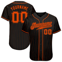 Custom Baseball Jersey - Black Orange Pinstripe Orange-Black Authentic