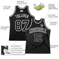 Custom Basketball Jersey - Black Black-White Authentic Throwback
