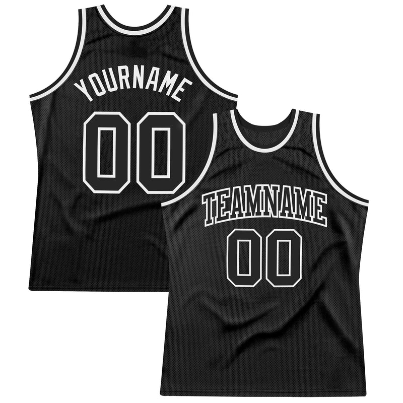 Custom Basketball Jersey - Black Black-White Authentic Throwback