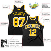 Custom Basketball Jersey - Black Gold-White Authentic Throwback
