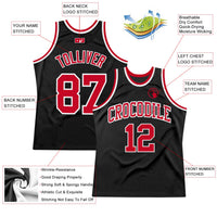 Custom Basketball Jersey - Black Red-White Authentic Throwback