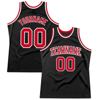 Custom Basketball Jersey - Black Red-White Authentic Throwback