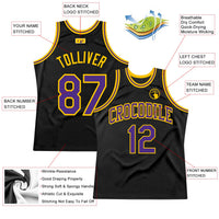 Custom Basketball Jersey - Black Purple-Gold Authentic Throwback