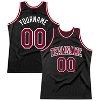 Custom Basketball Jersey - Black Maroon-White Authentic Throwback