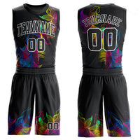 Custom Basketball Jersey - Black Black-White Round Neck Sublimation Uniform