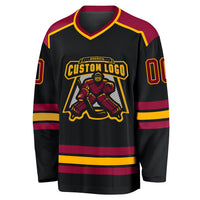 Custom Hockey Jersey - Black Maroon-Gold