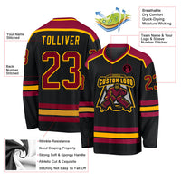 Custom Hockey Jersey - Black Maroon-Gold