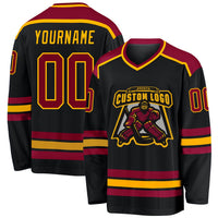 Custom Hockey Jersey - Black Maroon-Gold