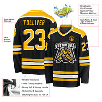 Custom Hockey Jersey - Black Gold-White