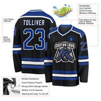 Custom Hockey Jersey - Black Royal-White