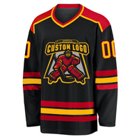 Custom Hockey Jersey - Black Gold-Red