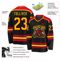 Custom Hockey Jersey - Black Gold-Red