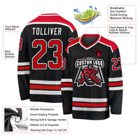 Custom Hockey Jersey - Black Red-White