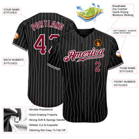 Custom Baseball Jersey - Black White Pinstripe Maroon-White Authentic