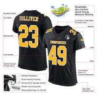 Custom Football Jersey - Black Gold-White Mesh Authentic