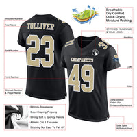Custom Football Jersey - Black Vegas Gold-White Mesh Authentic