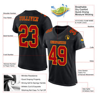 Custom Football Jersey - Black Red-Gold Mesh Authentic