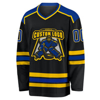 Custom Hockey Jersey - Black Royal-Gold