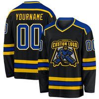 Custom Hockey Jersey - Black Royal-Gold
