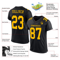 Custom Football Jersey - Black Gold Mesh Authentic