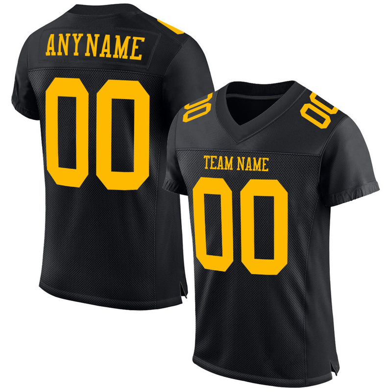 Custom Football Jersey - Black Gold Mesh Authentic