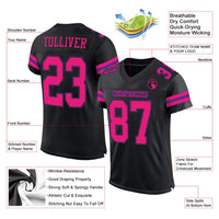 Custom Football Jersey - Black Hot Pink-Purple Mesh Authentic