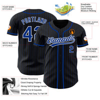 Custom Baseball Jersey - Black Royal Pinstripe Royal-White Authentic