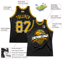 Custom Basketball Jersey - Black Gold-White Authentic Throwback