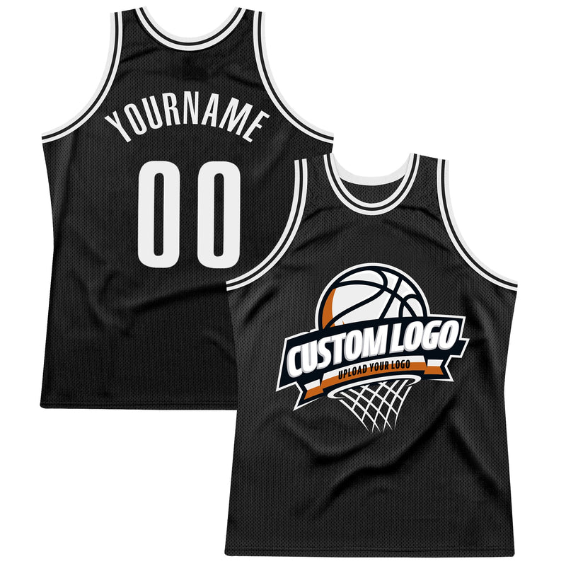 Custom Basketball Jersey - Black White Authentic Throwback