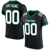 Custom Football Jersey - Black White-Kelly Green Mesh Authentic