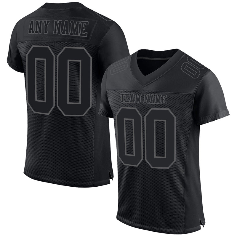 Custom Football Jersey - Black Steel Gray Mesh Authentic