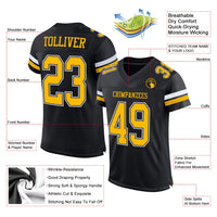Custom Football Jersey - Black Gold-White Mesh Authentic