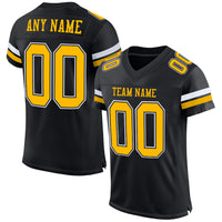 Custom Football Jersey - Black Gold-White Mesh Authentic