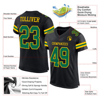 Custom Football Jersey - Black Kelly Green-Yellow Mesh Authentic