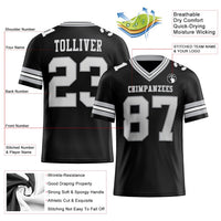 Custom Football Jersey - Black White-Gray Authentic