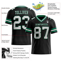 Custom Football Jersey - Black White-Kelly Green Authentic