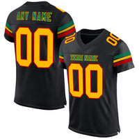 Custom Football Jersey - Black Gold Red-Kelly Green Mesh Authentic