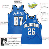 Custom Basketball Jersey - Blue White Pinstripe White-Black Authentic