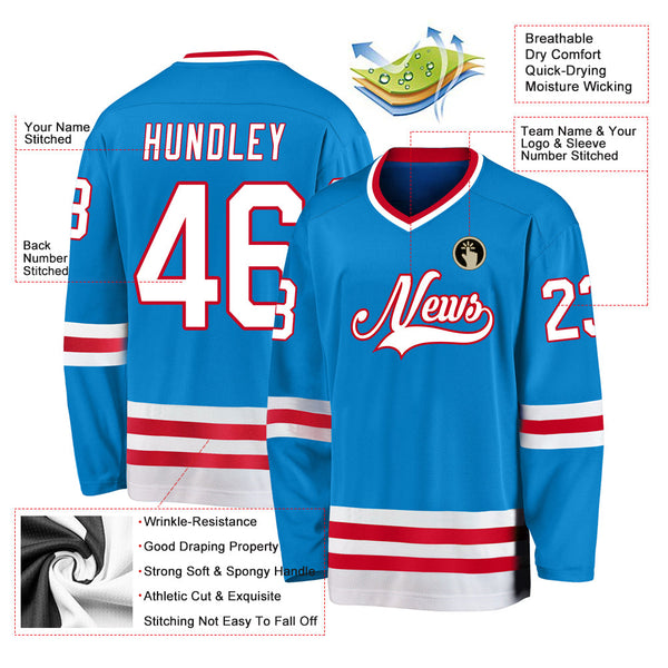 Custom Hockey Jersey - Blue White-Red